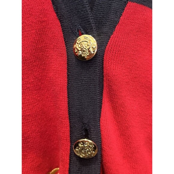 Cappagallo Cardigan Women's Vintage 80s Sz M Nautical Red Blue Gold shoulder Pad - Picture 2 of 10